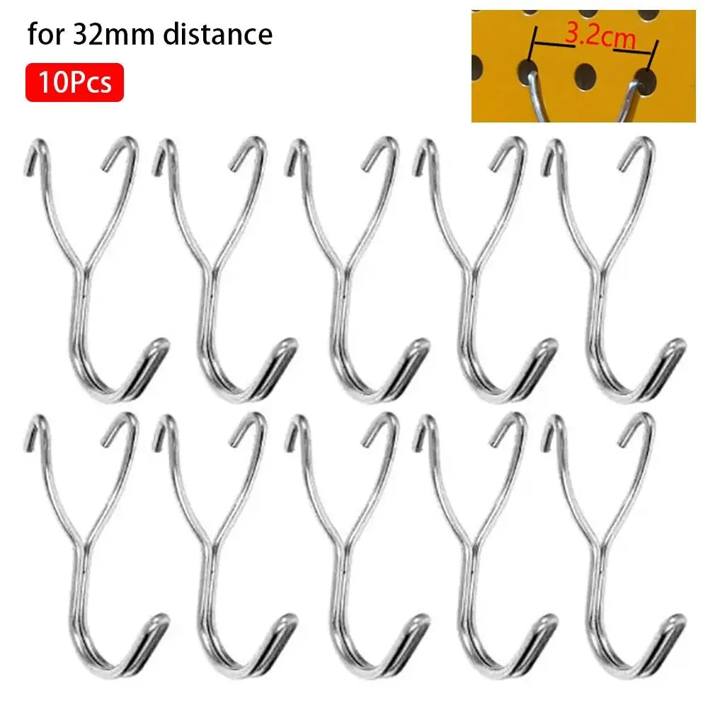 10Pcs Hardware Fastener Hanging Board Hole Hook 2.5cm/3.2cm Hole Distance Garage Workshop Storage Rack Pegboard Plate Hook Oasis Select for 32mm distance