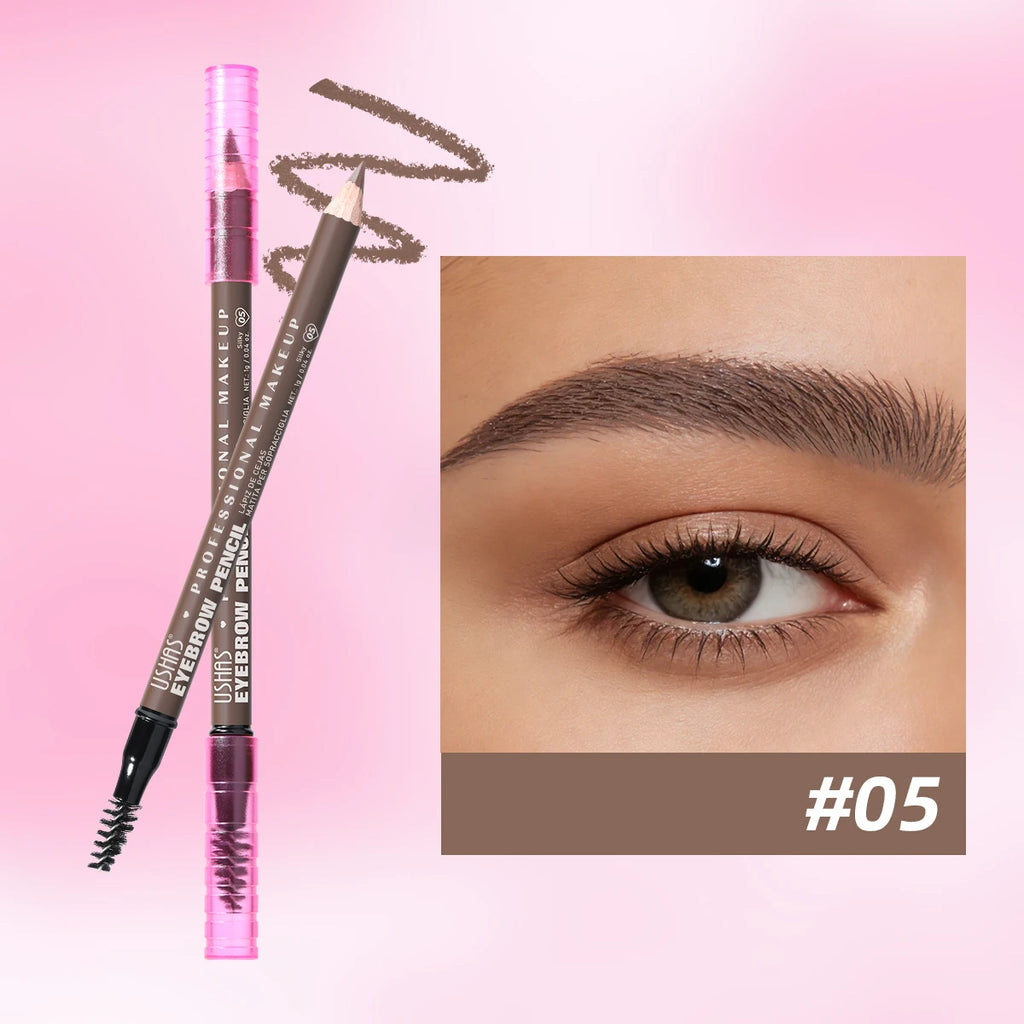 USHAS 2-in-1 Waterproof Eyebrow Pencil & Spoolie – 5 Colors
