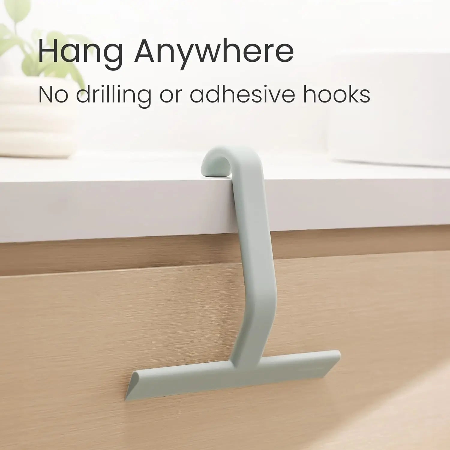 10"Just Hang Shower Squeegee for Glass Doors, All-One-Piece Silicone with Built-in Hook Design for Easy Hanging and Cleaning Oasis Select