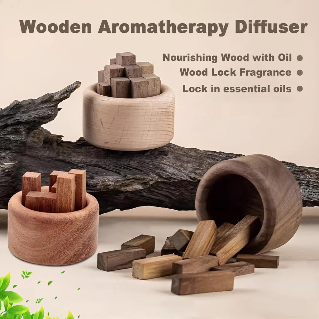 Wooden Essential Oil Diffuser Natural Car Air Freshener Aromatherapy Round Home Office Bedroom Decor Car Vent Fragrance Ornament Oasis Select