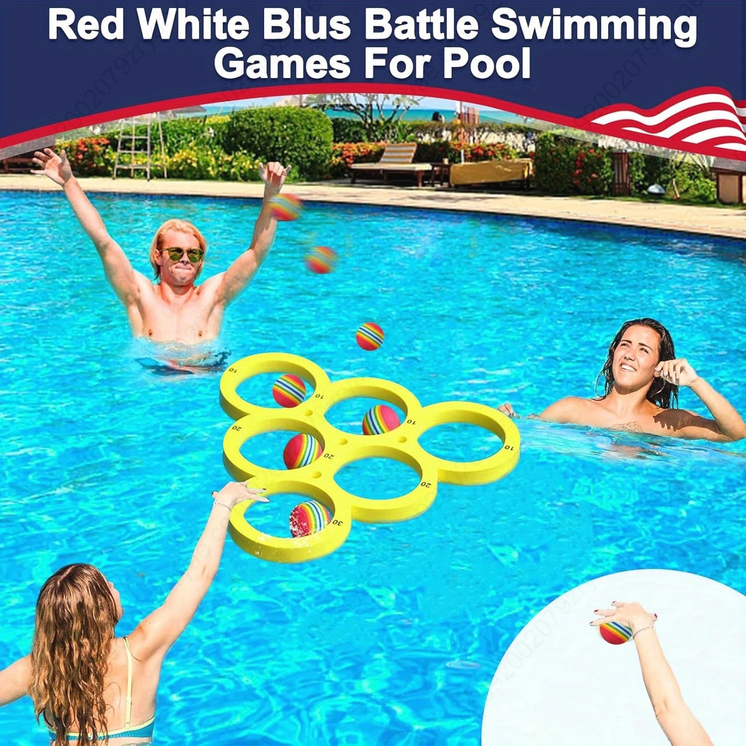 1+10pcs Swimming Pool Toss Game Set, Family Water Sports Floating Pool Toys, Throwing Game ，Suitable for Family Friends Oasis Select