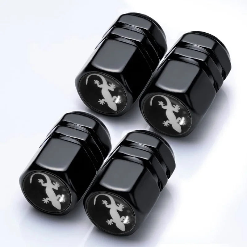 4 PCS Car Tire Valve Stem Caps, Air Caps Cover with Skull Pattern, Dust Proof Metal Valve Stem Covers Oasis Select Black-A