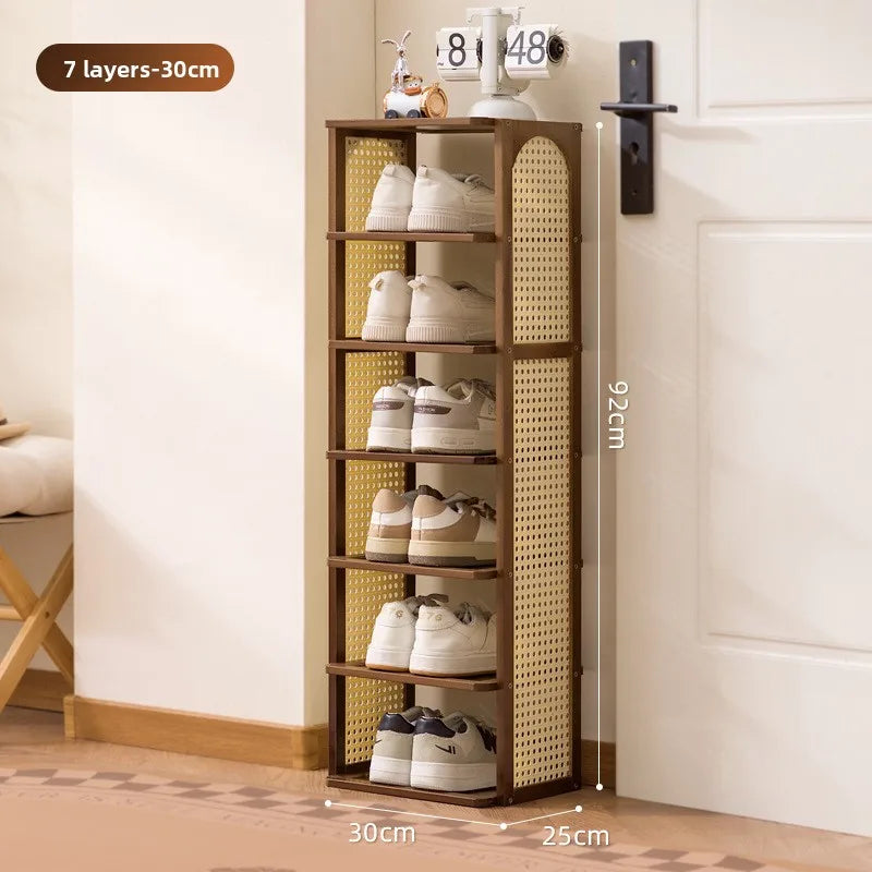 Multi-layer household door Small narrow shoe cabinet Simple and does not take up space Strong and durable Home storage shelf Oasis Select Brown seven floors