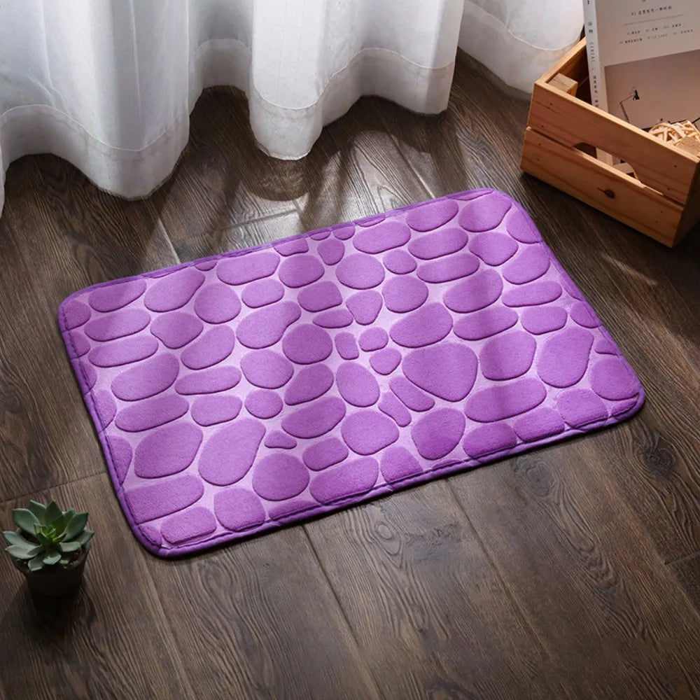 Practical Cobblestone Bath Mat Non-slip Absorbent Shower Doormat Thickened Soft Bathtub Floor Rug Oasis Select Purple