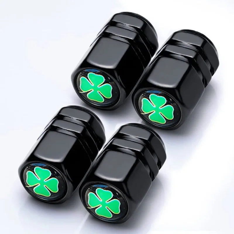 4 PCS Car Tire Valve Stem Caps, Air Caps Cover with Skull Pattern, Dust Proof Metal Valve Stem Covers Oasis Select Black-B