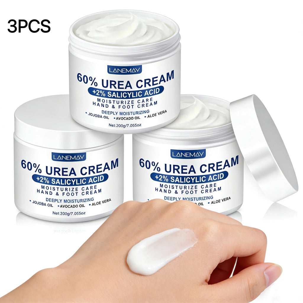 Lanemay 60% Urea Hand & Foot Cream 3-Pack | Deep Moisturizer Urea Moisturizing Cream Oasis Select WHITE 600g