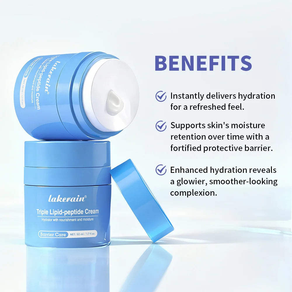 Triple Lipid Peptide Cream Long Lasting Hydration Moisturizer For Dry Normal Sensitive Skin Brighten Skin Care Non-Comedogenic Oasis Select