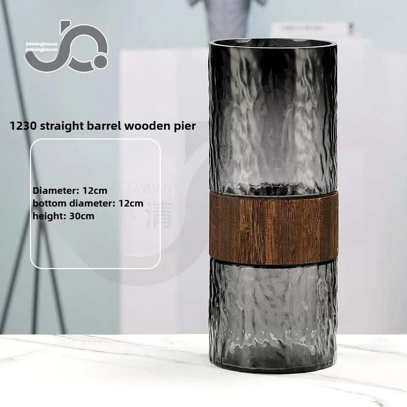 Modern Simple and Creative Wooden Piers Glass Vases Tabletops Home Flower Arrangements and Study Decorations Flower Vase Oasis Select 1230