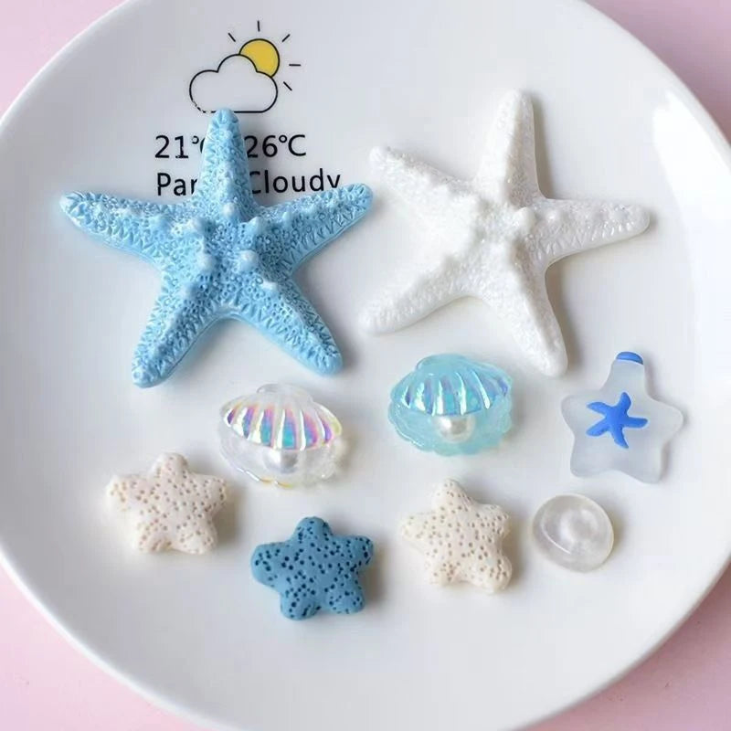 1set Sea Shell Hole Punch Shoe Charms DIY Ocean Lava Rock & Starfish Shoe Clips For Summer Sandals & Slippers Decorations Oasis Select