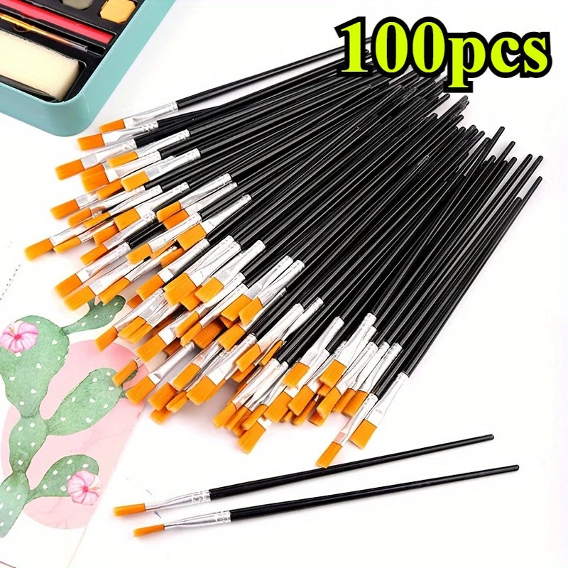 100pcs Acrylic Paint Brushes Set for Kid Artists Handcraft Arts Watercolor Oil Painting Brushes with Flat Round Pointed Brush Oasis Select