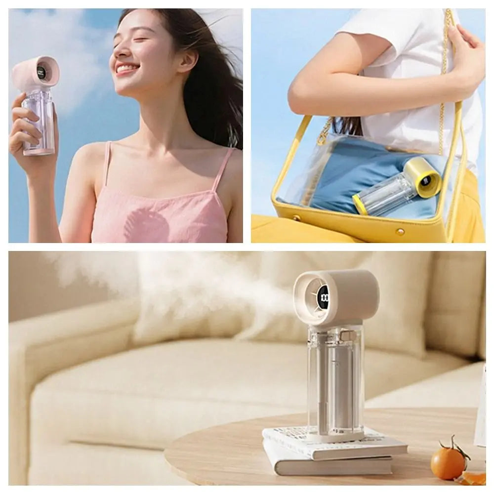 Portable Cooling Spray Fan Durable Water Cooling Mini Cooling Fans Lightweight Low Noise Handheld Misting Fan Oasis Select