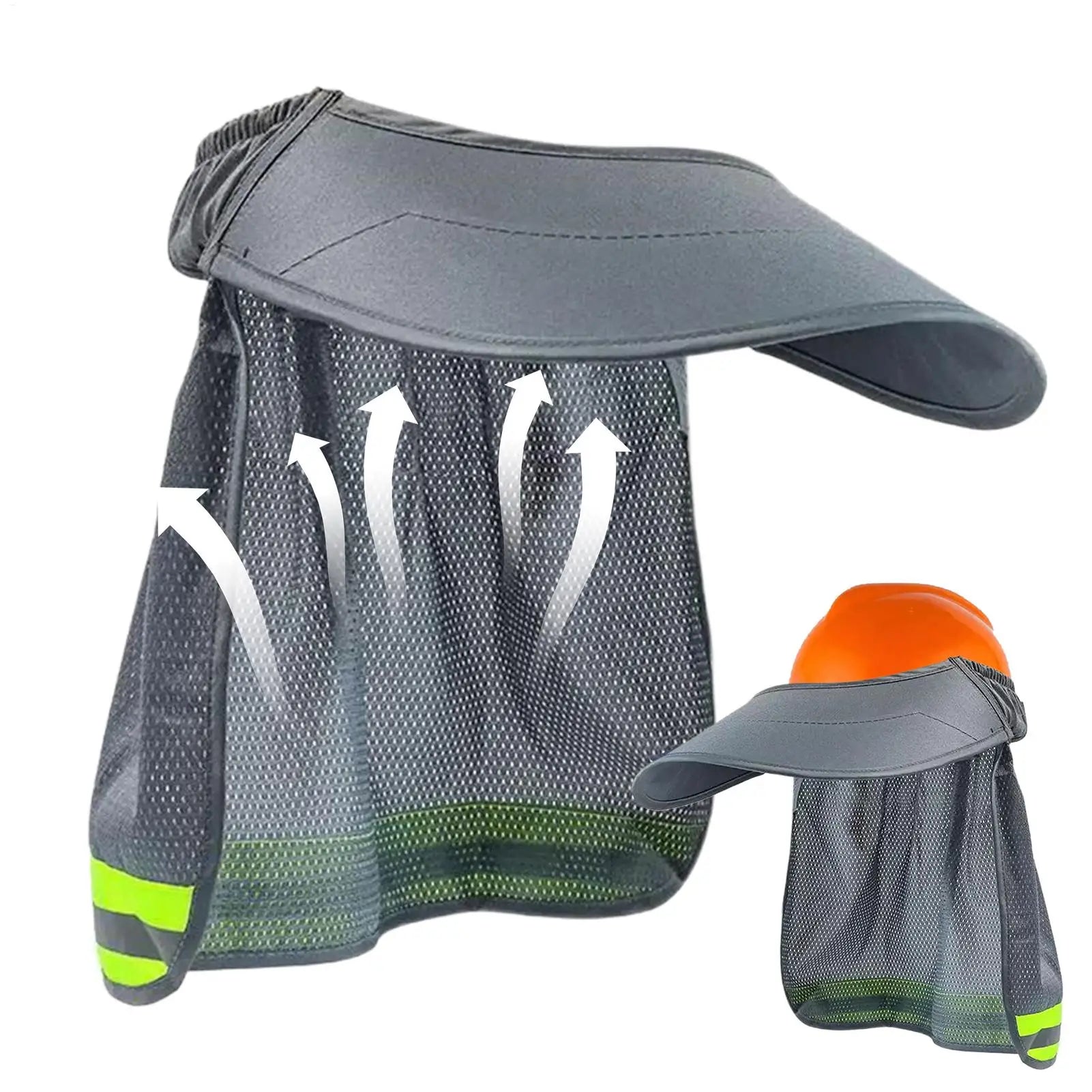 Sun Shade for Helmet Safety Reflective Hard Hat Shade Neck Shield Helmet Sun Shade Reflective Stripe Summer Sun Protection Oasis Select