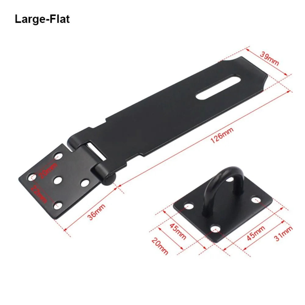Padlock Hasp Door Clasp Lock 90 Degree Right Angle Shed Gate Latch Household Burglar-proof Bolt Door Buckle with Mounting Screw Oasis Select L-Flat Black