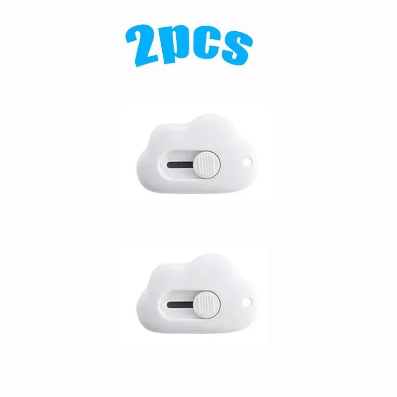1/2/3pcs Kawaii Mini Cloud Art Utility Knife Express Box Cute Knife Paper Cutter Craft Wrapping Refillable Blade Stationery Oasis Select 2pcs white