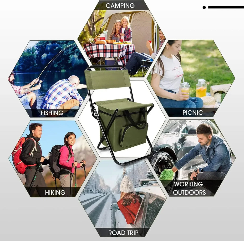 Fishing Stool Detachable Portable Folding Chair Beach Camping Chair with Cooler Bag Backrest Lightweight Outdoor Folding Chair Oasis Select