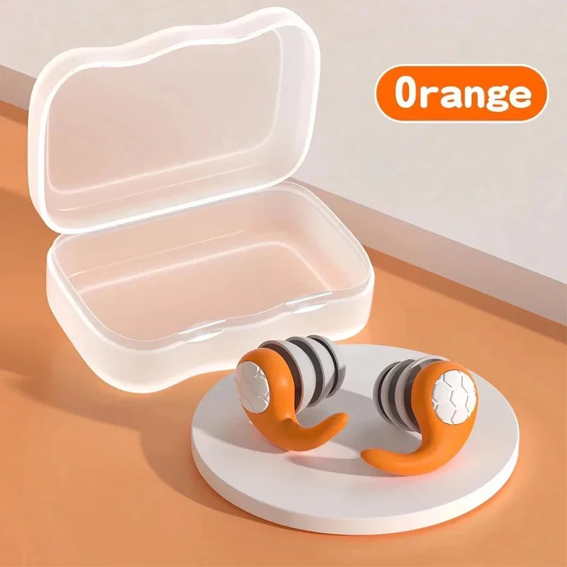 1 Pair Soft Silicone Earplugs - Noise Canceling, Waterproof, Comfortable Fit, for Sleep, Swimming, Creating a Silent Environment Oasis Select Orange
