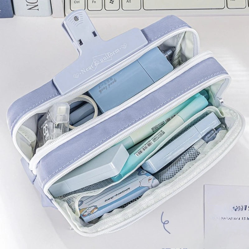 Japanese Minimalist Pencil Case Large Capacity Oxford Fabric Student Pouch for School Girl Teens Middle High School Supplies Oasis Select