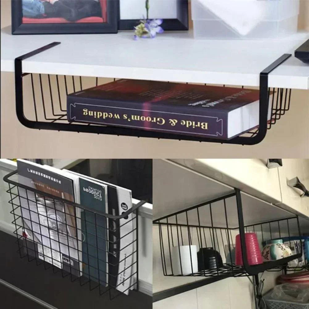 Cupboard Under Storage Iron Cabinet Closet Desk Hanging Mesh Basket Wire Bookcase Shelf Rack Organizer 1Pc Oasis Select