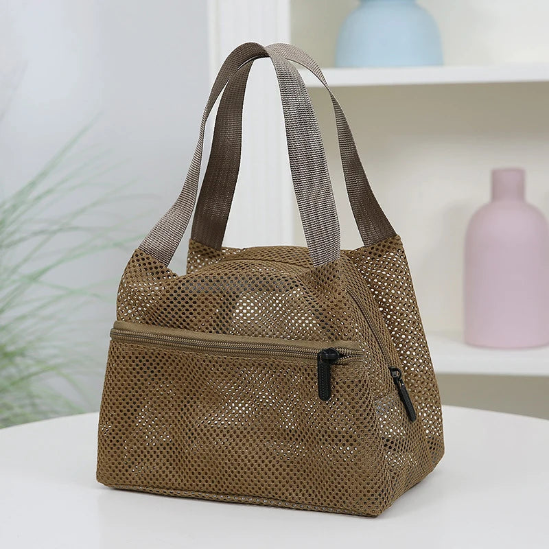 Large Mesh Bag Quick Dry Tote Handbag Lightweight Storage Bag for Family Beach Trip Pool Essentials Organizer Oasis Select Khaki