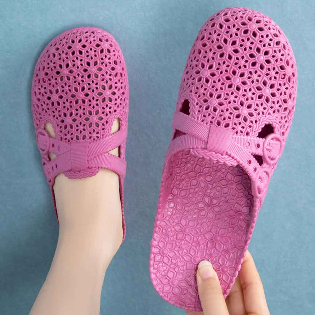 Wrapped Toe Breathable Slippers Women Summer Outer Wear Hole Shoes Home Fashion Casual Hollow Out Slip On Buckle Slipper Female Oasis Select