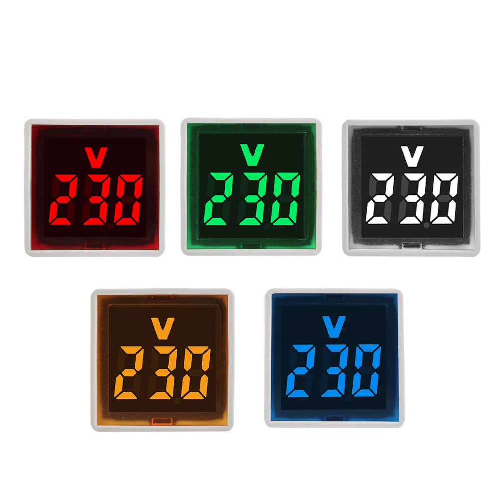 Mini Square Voltmeter AC 50V-500V Digital Voltage Tester Monitor LED Display Voltmeter Indicator Light Electrical Instruments Oasis Select