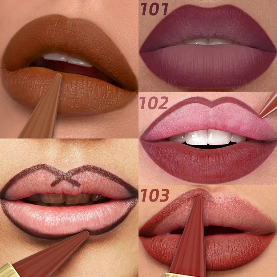 KAFURUX 9-Color Matte Lipstick & Lip Liner Pen | Velvet Finish