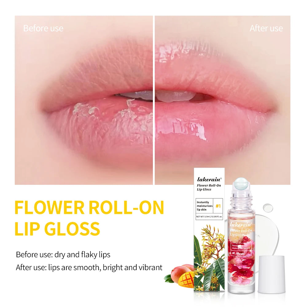 Blossom Roll-On Lip Oil Gloss | Real Flowers, Fruity Scents