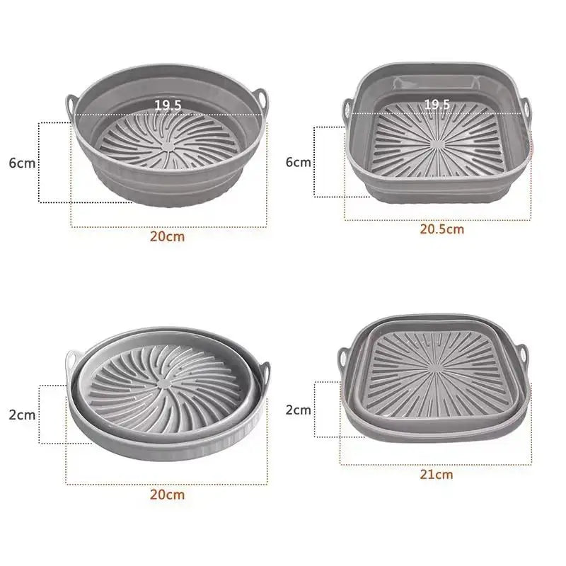 Foldable Air Fryer Silicone Liners Reusable Silicone Air Fryer Basket Food Safe Non Stick Air-Fryer Bakeware Kitchen Accessory Oasis Select