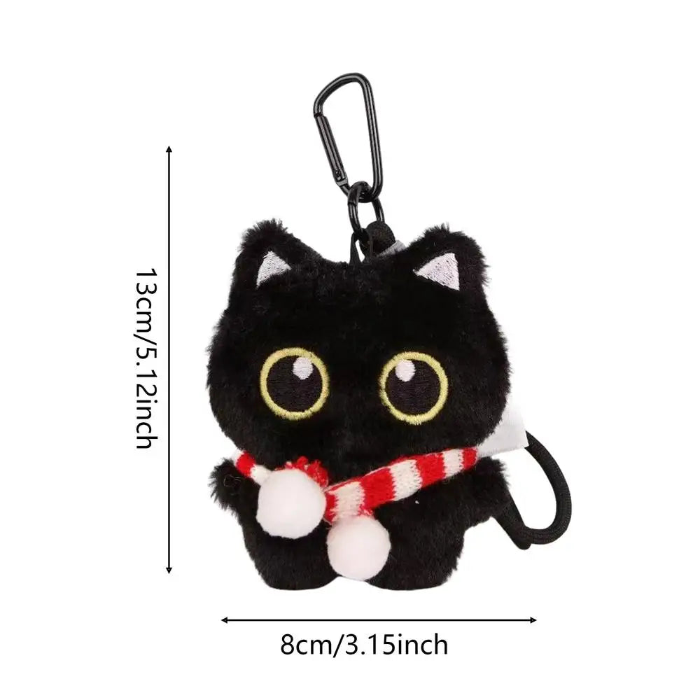 Cat Keyring Pendant Black Cat Plush Keychain Cute Bag Accessory for Kids Adults Backpack Handbag Travel Commuting Birthday Oasis Select Red