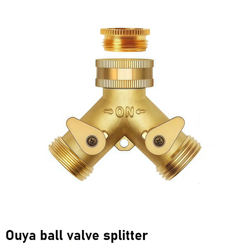 Garden Hose Connector Brass Hose Splitter with Solid Brass Handle Y-shaped Valve Brass Water Garden Hose Adapter Two-way Oasis Select A Shunt