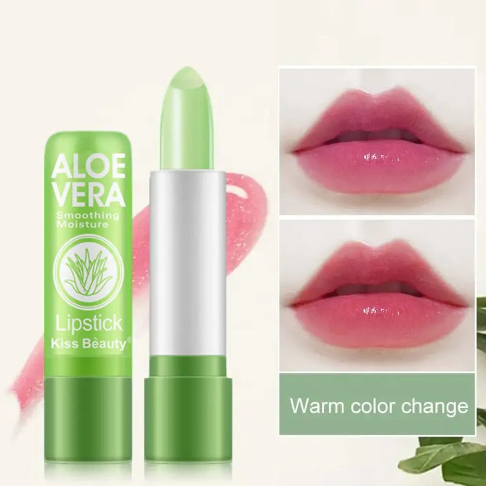 Aloe Vera Color-Changing Lipstick Long-Lasting, Moisturizing, Temperature-Activated Lip Balm, Fade-Resistant Nourishing Lip Care Oasis Select