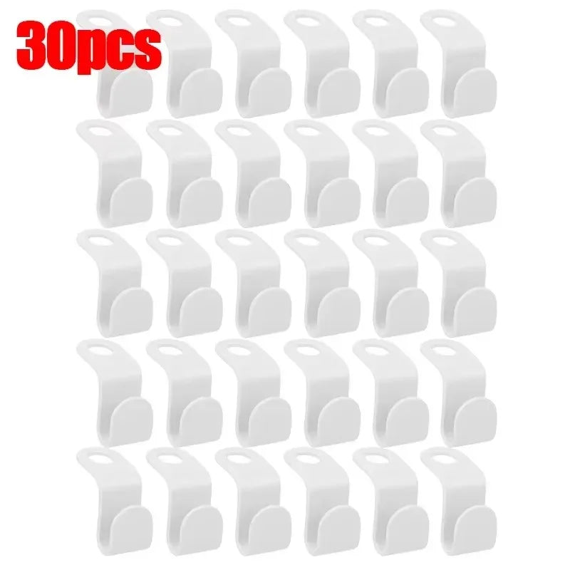 10-50pc Multi Functional Wardrobe Hanger Hook, Hat Hook, Plastic Wardrobe Stacking Hanger, Bedroom Storage Wardrobe Storage Rack Oasis Select 30pcs-white