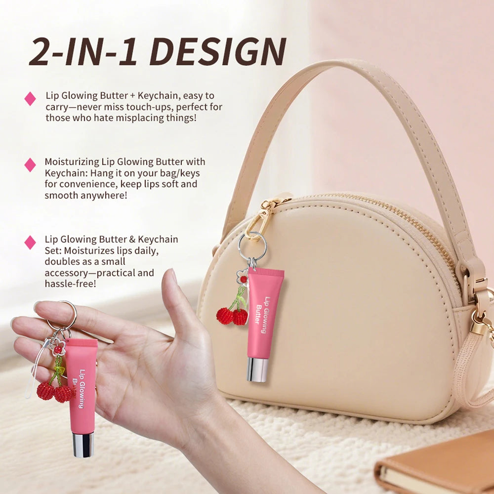 Lip Gloss With Keychain Long Lasting Moisturizing Nourish Hydrating Lip Care Cosmetics Plumping Lip Glowing Butter Woman Makeup Oasis Select