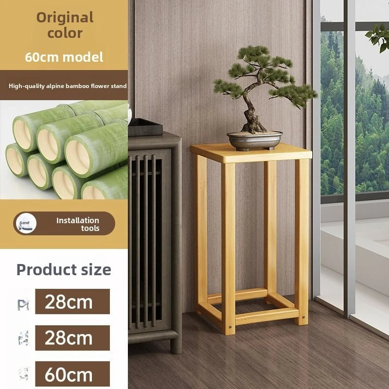 Flower stand Shelf Living room decorative ornament Flower table Solid wood multi-layer flower pot shelf Oasis Select Primary color-60cm