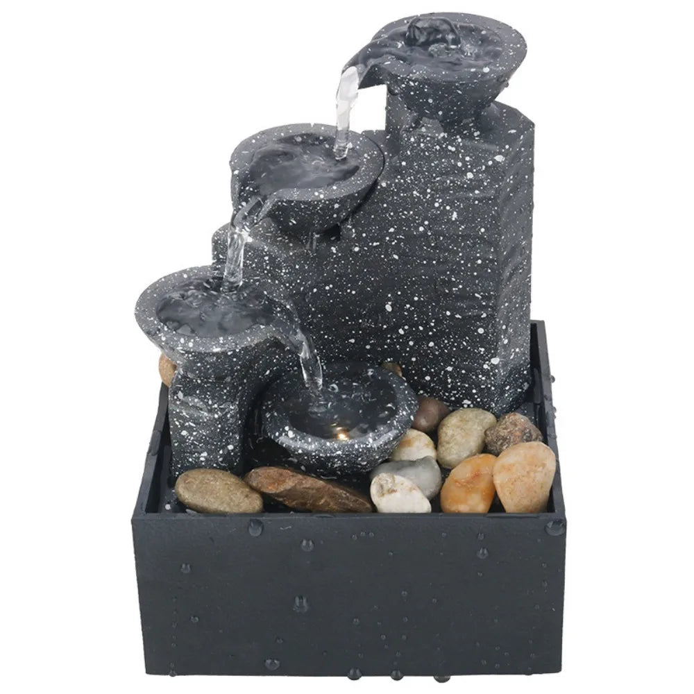 Creative Exquisite Tabletop Fountain Plastic Realistic Tabletop Waterfall Relaxation Mini Fountain Desktop Oasis Select style C