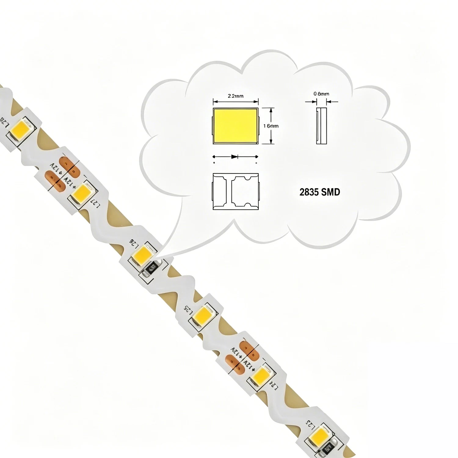 LED 12V 2835 S Shaped LED Light Strip 60LEDs/m 120LEDs/m 5m S Type LED Strip Flexible and Bendable For Light Boxes Signboards Oasis Select
