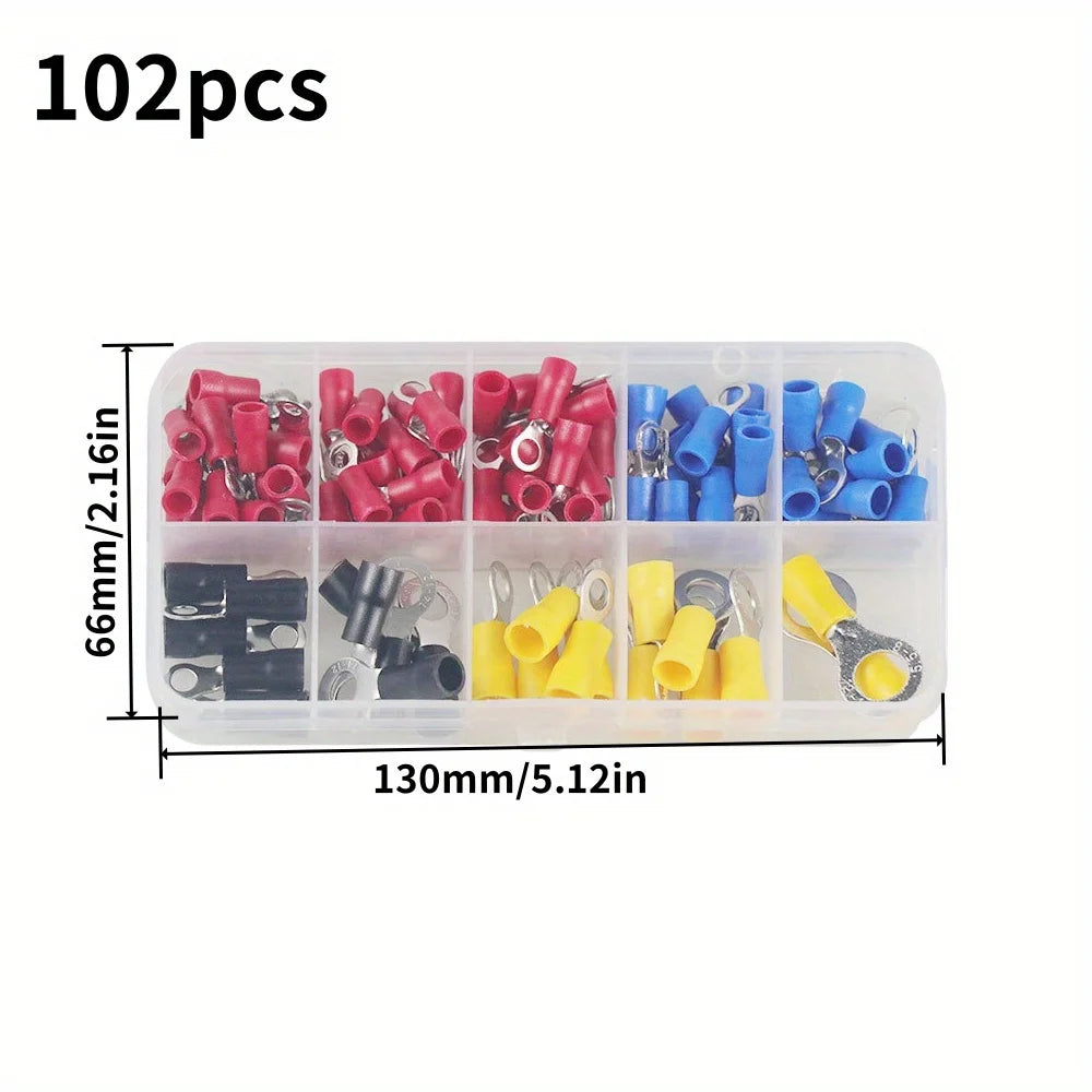 Insulated Electrical Terminal Kit – Spade, Ring, Fork & Butt Crimp Terminal Kit Oasis Select QS183-102pcs
