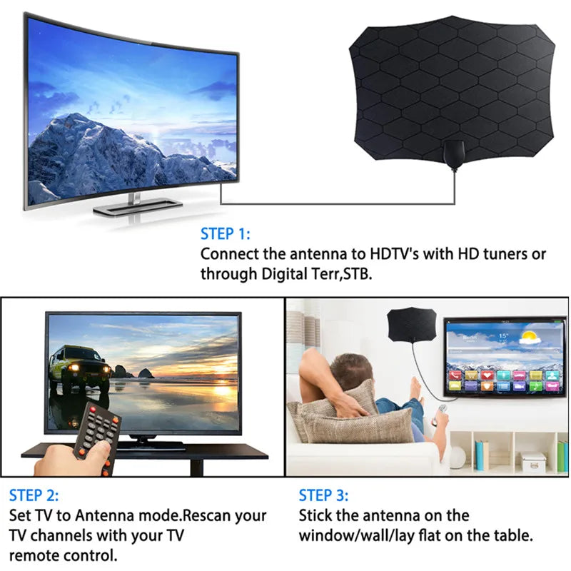 4K 1080P HDTV Antenna with Amplifier Signal Booster Mini Digital TV Antenna Enhanced Reception Indoor Use Oasis Select