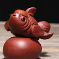 Zisha Tea Pet Goldfish Ornament Handmade Lucky Head Tea Set Accessories Ceramic Sculpture Oasis Select A