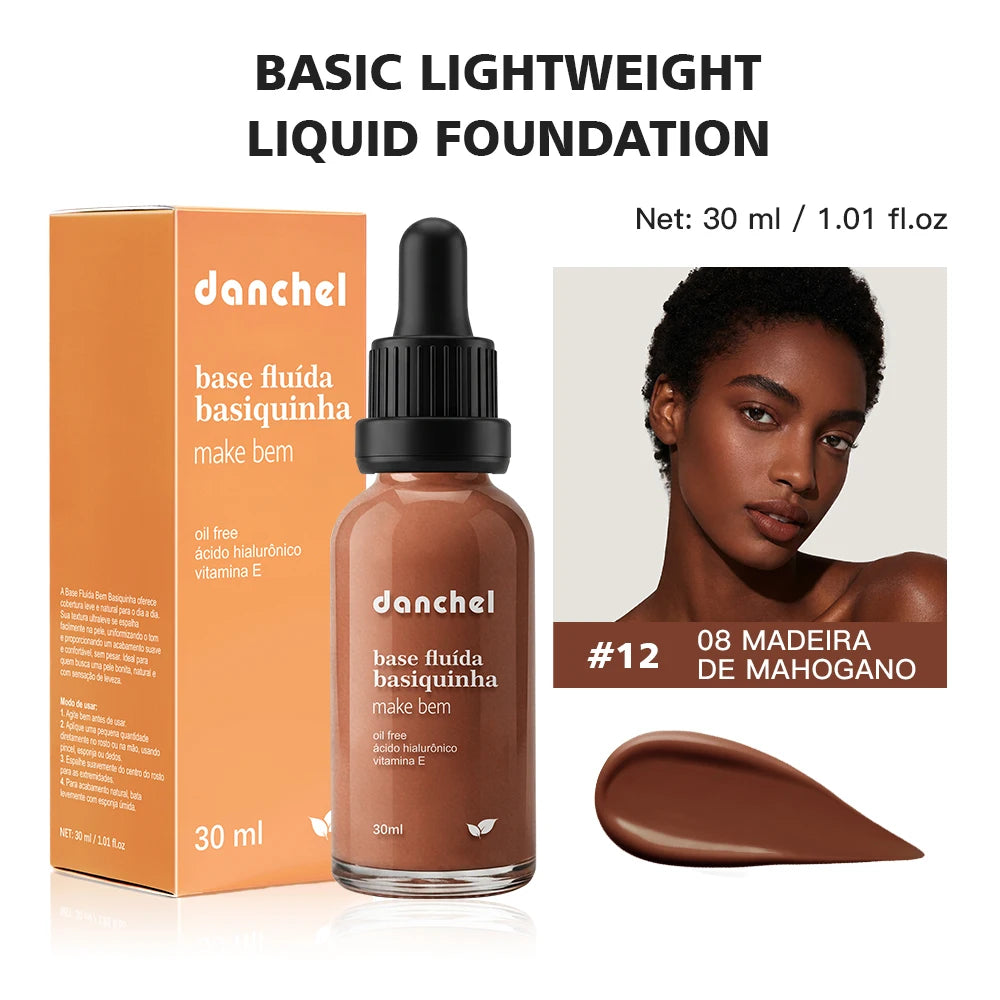12 Colors Basic Lightweight Liquid Foundation Matte Soft Minimizes Pores Foundation Oil Control Long-Lasting Woman Makeup Oasis Select Color 12