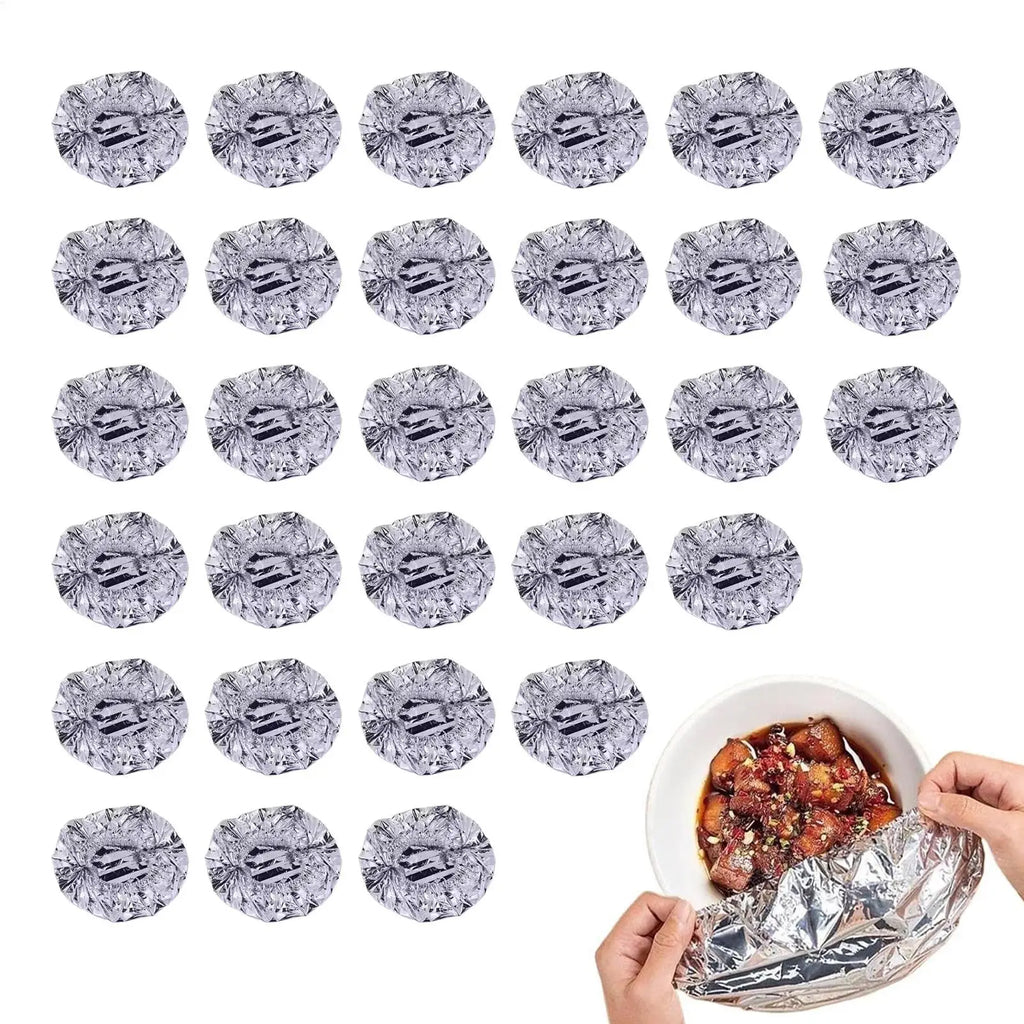 30Pcs Aluminum Foil Insulation Covers Keep Food Warm Fresh Repeatable Kitchen Food Covers Bowls Plates Adjustable Cling Wrap Oasis Select