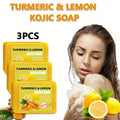 3PCS Lemon Turmeric Kojic Acid Soap, Face and Bath 2-in-1, Deep Moisturizing and Moisturizing Skin Suitable for All Skin Types Oasis Select 300G