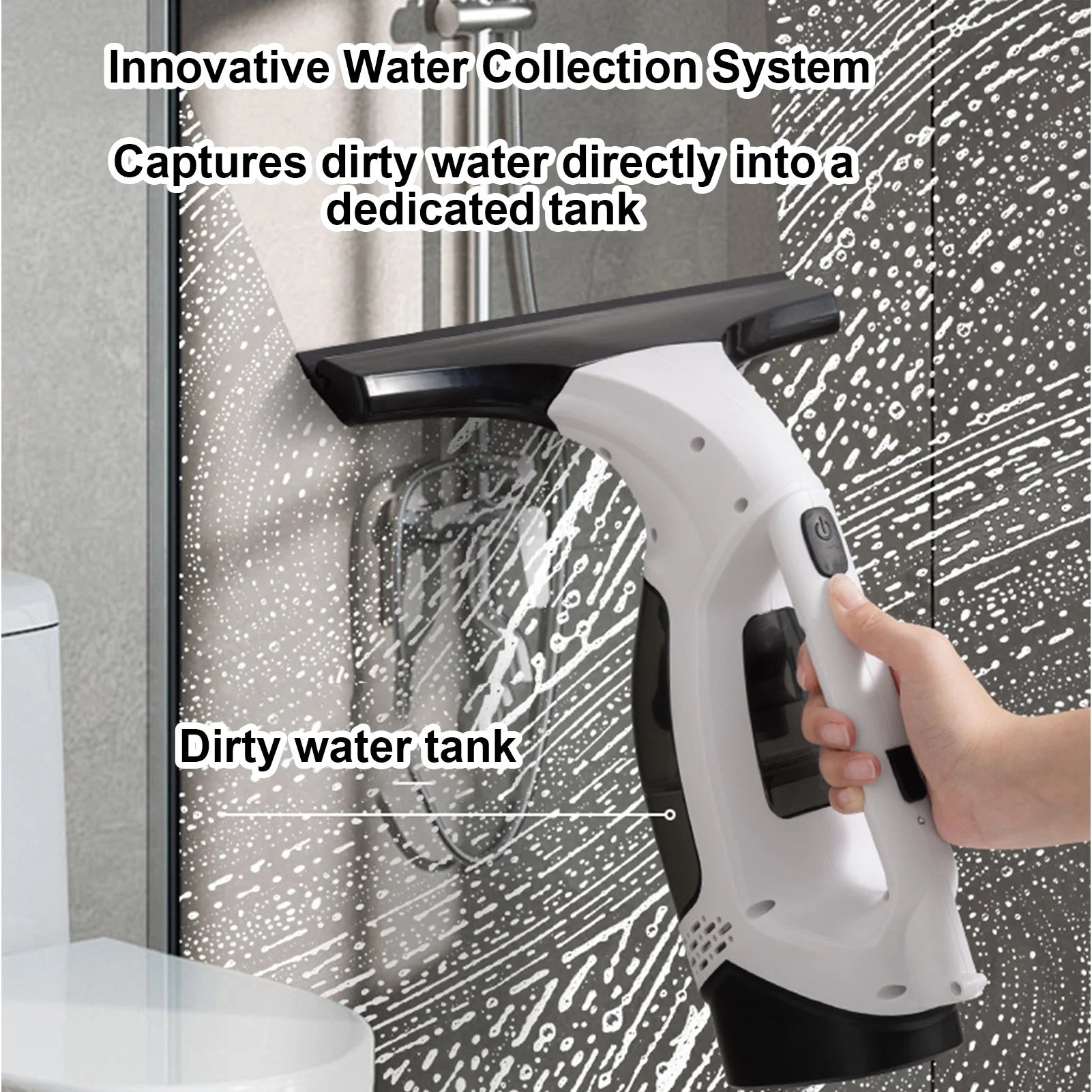 Window Vacuum Squeegee 2.0KPA Suction Multifunctional Glass Cleaner One-touch Spray Auto Dirty Water Collection Rubber Scraper Oasis Select