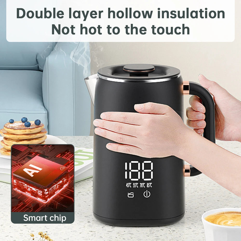 Electric Water Boiler Kettle for Tea Coffee 5 Levels Temperature Control Auto Shut Off Double Layer Insulated Hot Water Kettle Oasis Select