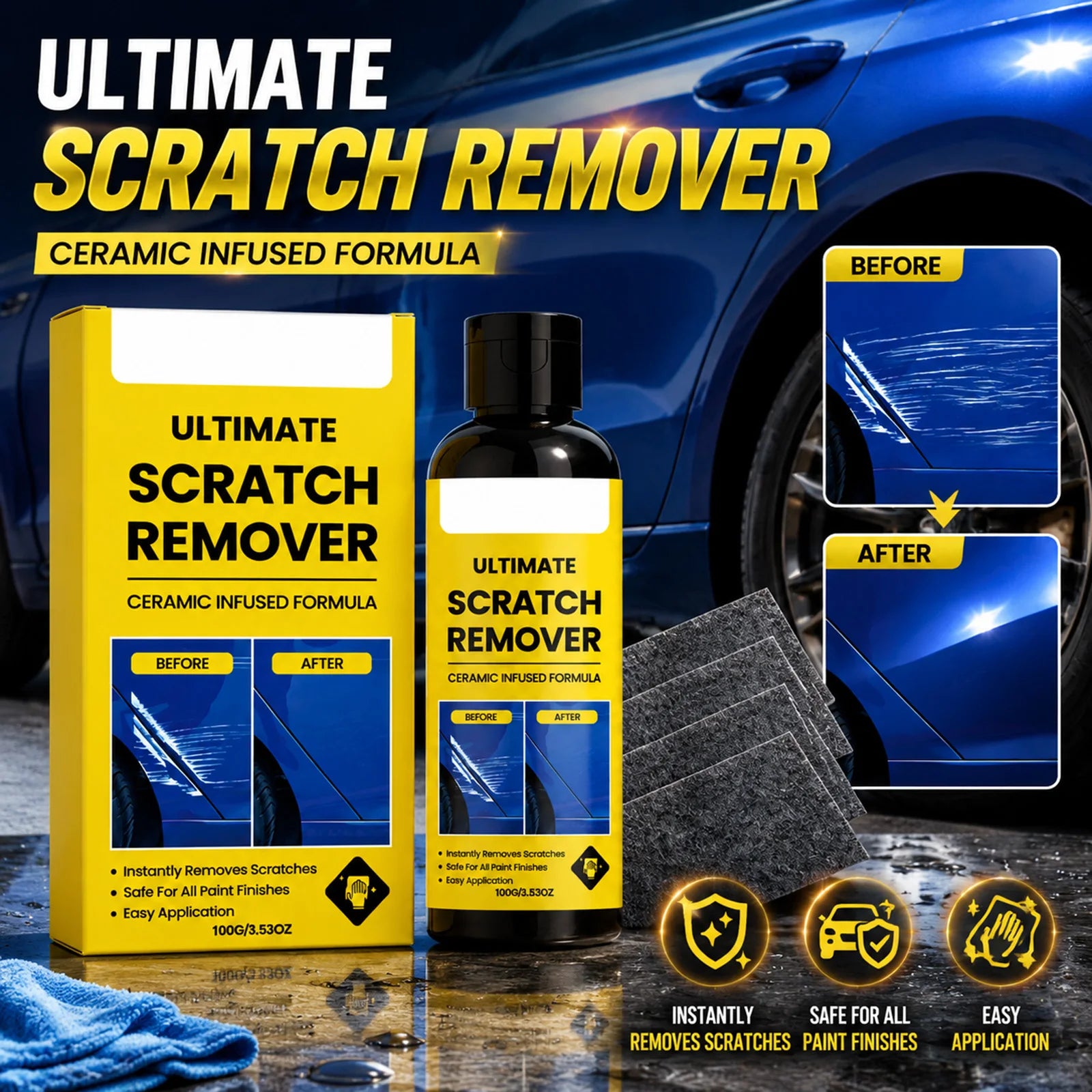 1/2/3/5/Set Ultimate Car Scratch Remover Formula Auto Paint Scratch Repair Kit With Nano Cloths For Paint Finishes Restore Shine Oasis Select