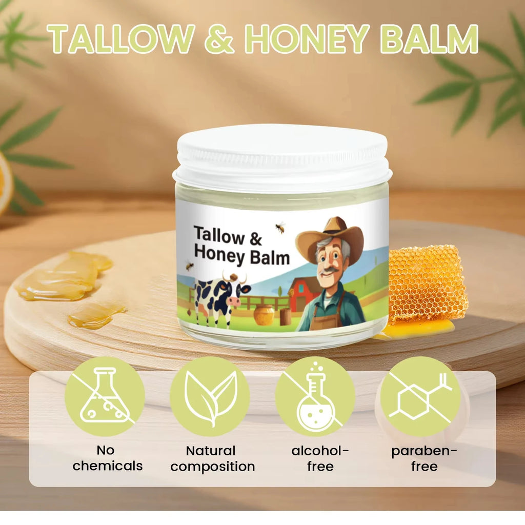 Hydrating Tallow & Honey Balm Skin Nourishing Smoothing Delicate Moisturizer to Improve Texture for Soft Firm Skin Daily Skincar Oasis Select