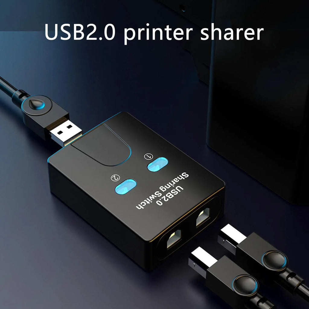 USBSwitch 2 Port Manual USB HUB Two Computers Share U Disk Printer Devices Two In One Out USB2.0 Sharer With Cable Oasis Select