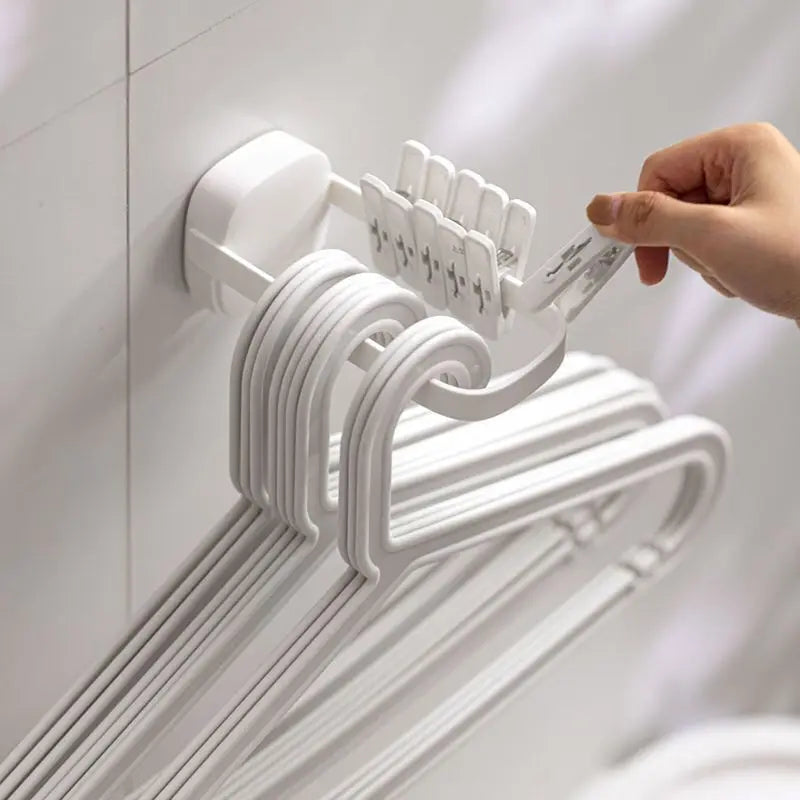 2PCS Hanger Storage Rack Adjustable Finishing No Punching Wall-mounted Multi-functional Hanger Storage Rack Oasis Select