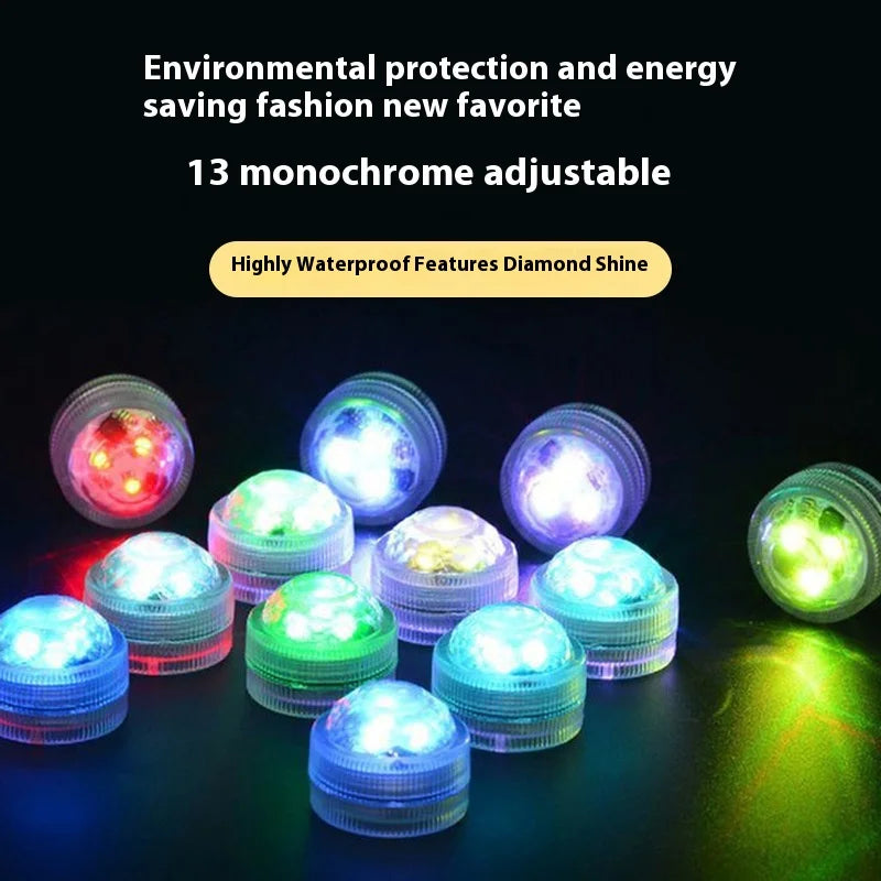 Underwater Light LED Small Knob Light, Seven-color Synchronous Waterproof Remote Control Color Light, Candle Light, Diving Light Oasis Select