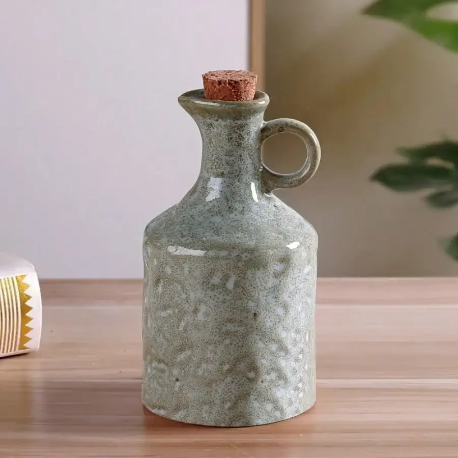 Handmade 400ml Ceramic Oil Bottle Kitchen Seasoning Storage Jar Creative Household Soy Sauce Pot Vinegar Pot Kitchen Accessories Oasis Select Green
